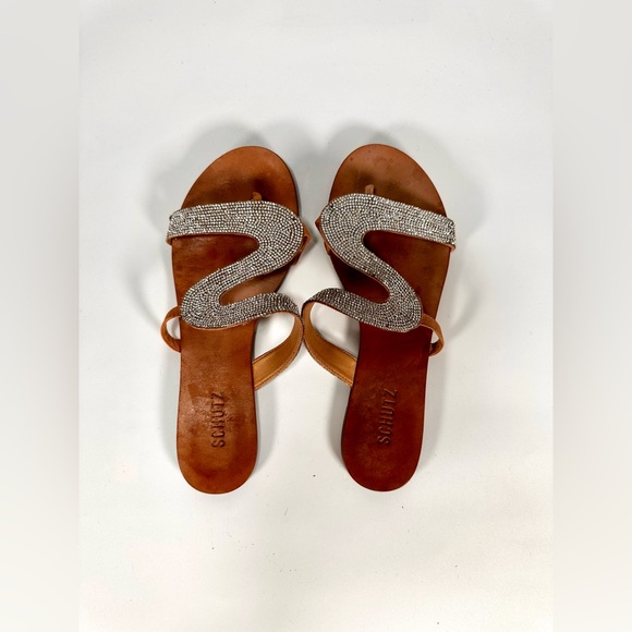 SCHUTZ  Women’s Embellished Fabia Flat Leather sandals - Picture 5 of 7